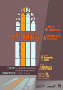 VU-koor mis van Stravinsky 2018 poster flyer studentenkoor Vrijburg Kerk